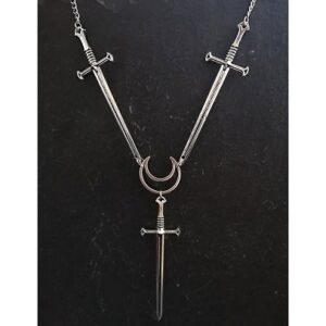 Moon- Pendant - Necklace - Crescent Moon - Dagger - Spooky - Goth - Gothic - Witchy - Sword - Victorian