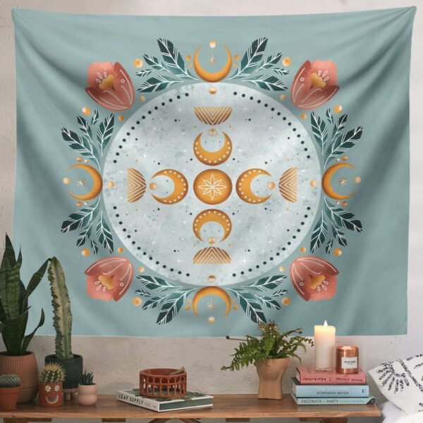 Moon Phase Flowers Tapestry Wall Hanging Moon Flower  Tapestrie  Home Decor