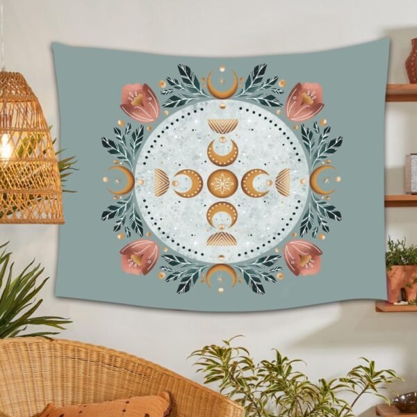 Moon Phase Flowers Tapestry Wall Hanging Moon Flower  Tapestrie  Home Decor