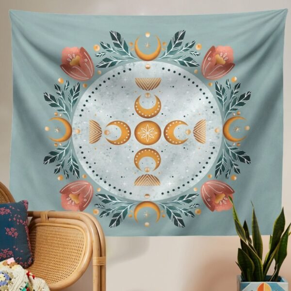 Moon Phase Flowers Tapestry Wall Hanging Moon Flower  Tapestrie  Home Decor