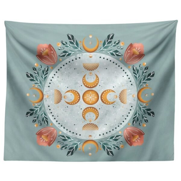 Moon Phase Flowers Tapestry Wall Hanging Moon Flower  Tapestrie  Home Decor