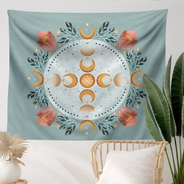 Moon Phase Flowers Tapestry Wall Hanging Moon Flower  Tapestrie  Home Decor