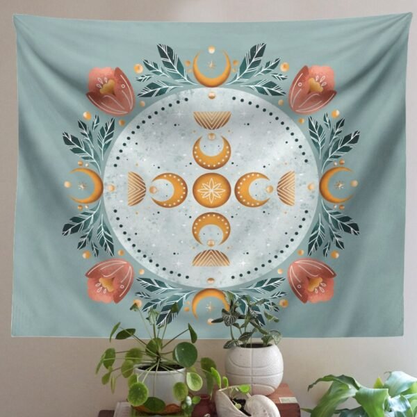 Moon Phase Flowers Tapestry Wall Hanging Moon Flower  Tapestrie  Home Decor