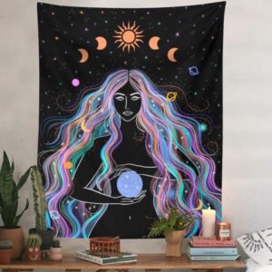 Moon-Phase-Girl-Tapestry-Wall-Hanging-Boho-Wall-Tapestries-Bedroom-Girl-s-room-Dorm-Decoration Moon Phase Girl Tapestry Wall Hanging Boho Wall Tapestries Bedroom Girl's room Dorm Decoration