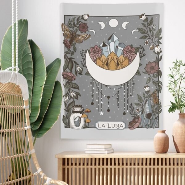 Moon Phase Tapestry La Luna Wall Hanging Celestial Moon Phase College Tapestry Witchy Nature Hanging Wall Art Room Decor  Wall Decor