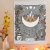 Moon Phase Tapestry La Luna Wall Hanging Celestial Moon Phase College Tapestry Witchy Nature Hanging Wall Art Room Decor  Wall Decor
