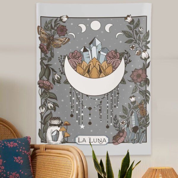 Moon Phase Tapestry La Luna Wall Hanging Celestial Moon Phase College Tapestry Witchy Nature Hanging Wall Art Room Decor  Wall Decor