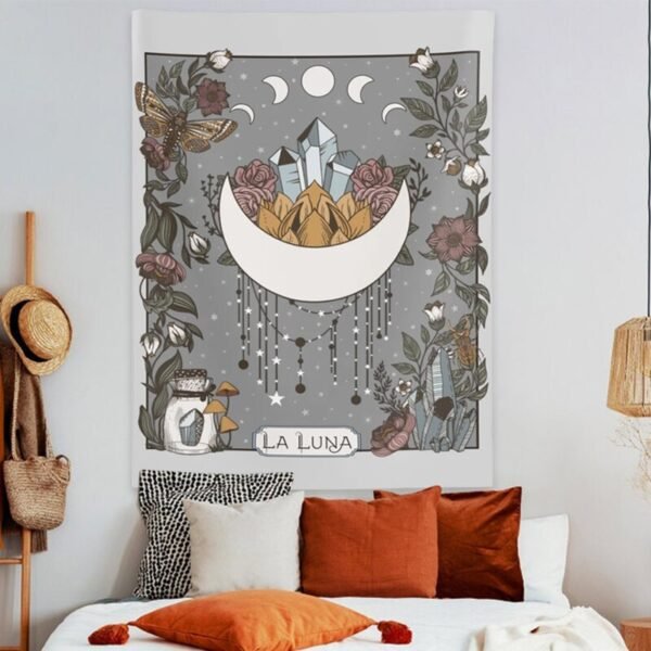 Moon Phase Tapestry La Luna Wall Hanging Celestial Moon Phase College Tapestry Witchy Nature Hanging Wall Art Room Decor  Wall Decor