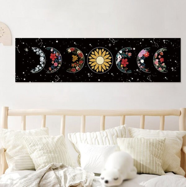 Moon Phase Tapestry Wall Hanging Flowers Moon Black and White Wall Art Tapestries for Bedroom Living Room Drom Home Decor