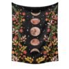 Moon Phase Tapestry Wall Hanging Flowers Moon Black and White Wall Art Tapestry for Bedroom Living Room Dorm Home Decor