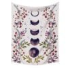 Moon Phase Tapestry Wall Hanging Flowers Moon Black and White Wall Art Tapestry for Bedroom Living Room Dorm Home Decor