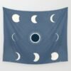 Moon Phase Tapestry Wall Hanging Stars Space Psychedelic Black and White Tapestry Sun Wall Tapestry for Bedroom Home Wall Decor