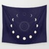 Moon Phase Tapestry Wall Hanging Stars Space Psychedelic Black and White Tapestry Sun Wall Tapestry for Bedroom Home Wall Decor