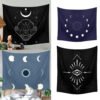 Moon Phase Tapestry Wall Hanging Stars Space Psychedelic Black and White Tapestry Sun Wall Tapestry for Bedroom Home Wall Decor