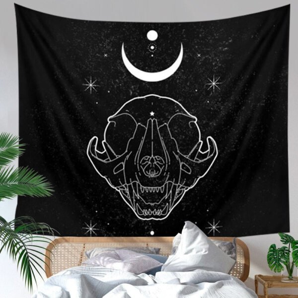 Moon Phase Tapestry Wall Hanging Stars Space Psychedelic Black and White Tapestry Sun Wall Tapestry for Bedroom Home Wall Decor