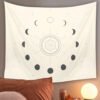 Moon Phase Tapestry Wall Hanging Stars Space Psychedelic Black and White Tapestry Sun Wall Tapestry for Bedroom Home Wall Decor