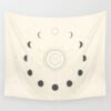 Moon Phase Tapestry Wall Hanging Stars Space Psychedelic Black and White Tapestry Sun Wall Tapestry for Bedroom Home Wall Decor