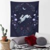 Moon Rabbit Tapestry Wall Hanging Hand Hippie Floral Witchcraft Decor Tapestries Indian Boho Mandala Wall Carpet Blanket