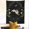 Moon Rabbit Tapestry Wall Hanging Hand Hippie Floral Witchcraft Decor Tapestries Indian Boho Mandala Wall Carpet Blanket