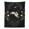 Moon Rabbit Tapestry Wall Hanging Hand Hippie Floral Witchcraft Decor Tapestries Indian Boho Mandala Wall Carpet Blanket