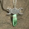 Moon Raw Crystal Pendant Three Phase Moon Necklace Colorful Crystal Necklace Natural Crystal Jewelry Gift