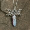 Moon Raw Crystal Pendant Three Phase Moon Necklace Colorful Crystal Necklace Natural Crystal Jewelry Gift