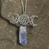Moon Raw Crystal Pendant Three Phase Moon Necklace Colorful Crystal Necklace Natural Crystal Jewelry Gift