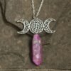 Moon Raw Crystal Pendant Three Phase Moon Necklace Colorful Crystal Necklace Natural Crystal Jewelry Gift