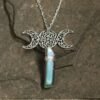 Moon Raw Crystal Pendant Three Phase Moon Necklace Colorful Crystal Necklace Natural Crystal Jewelry Gift