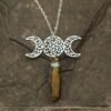 Moon Raw Crystal Pendant Three Phase Moon Necklace Colorful Crystal Necklace Natural Crystal Jewelry Gift