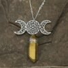 Moon Raw Crystal Pendant Three Phase Moon Necklace Colorful Crystal Necklace Natural Crystal Jewelry Gift