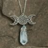 Moon Raw Crystal Pendant Three Phase Moon Necklace Colorful Crystal Necklace Natural Crystal Jewelry Gift