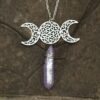 Moon Raw Crystal Pendant Three Phase Moon Necklace Colorful Crystal Necklace Natural Crystal Jewelry Gift