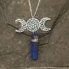 Moon Raw Crystal Pendant Three Phase Moon Necklace Colorful Crystal Necklace Natural Crystal Jewelry Gift