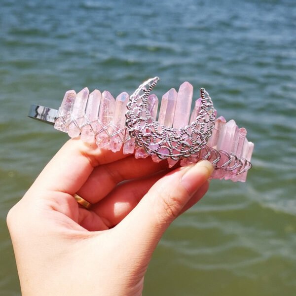 Moon  Raw crystal crown hairpin  wedding  witchcarft accessories princess bridesmaid gift