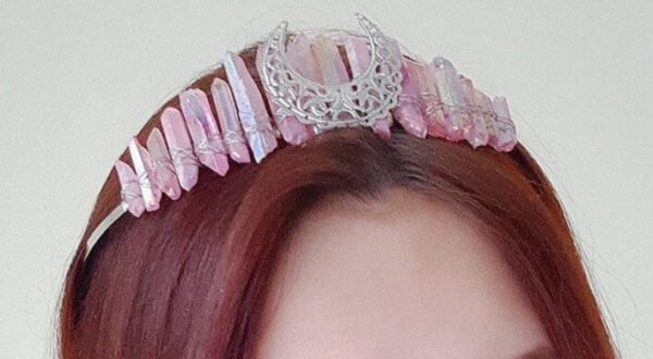 Moon  Raw crystal crown hairpin  wedding  witchcarft accessories princess bridesmaid gift