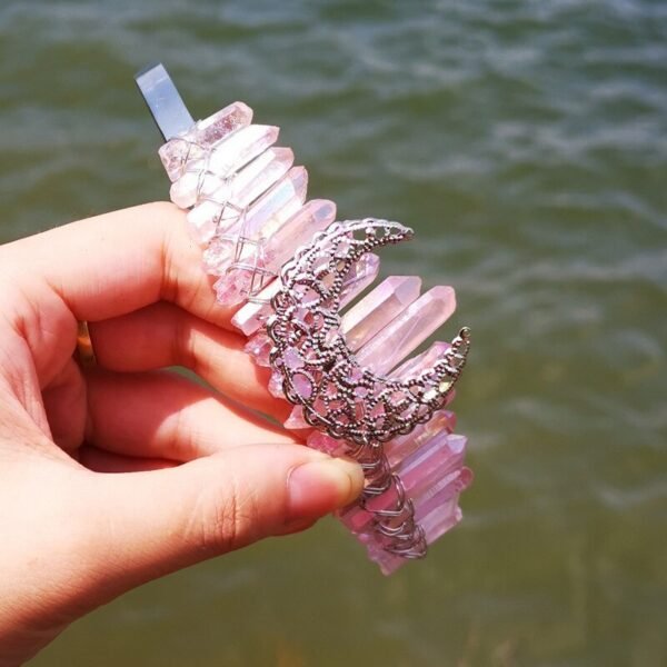 Moon  Raw crystal crown hairpin  wedding  witchcarft accessories princess bridesmaid gift