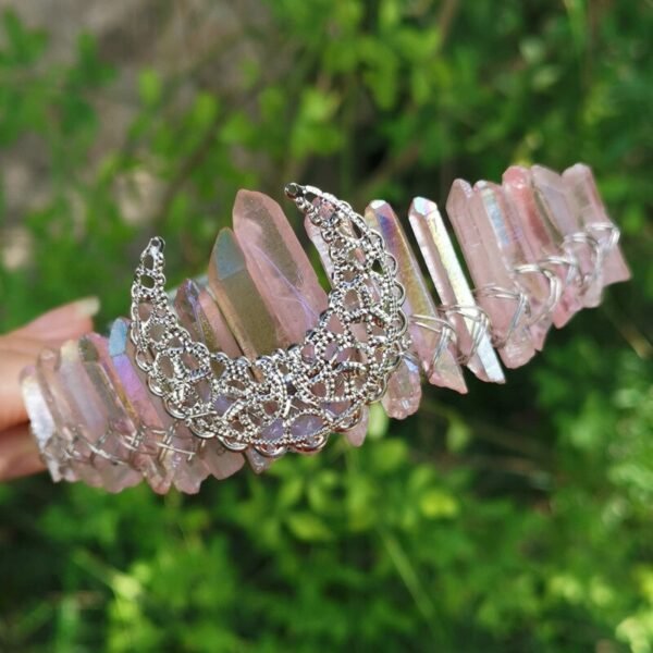 Moon  Raw crystal crown hairpin  wedding  witchcarft accessories princess bridesmaid gift