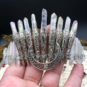 Magic Wicca~Moon Raw crystal crown witch wedding bride bridesmaid party jewelry stone headband witch accessories charm