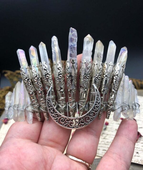 Magic Wicca~Moon Raw crystal crown witch wedding bride bridesmaid party jewelry stone headband witch accessories charm