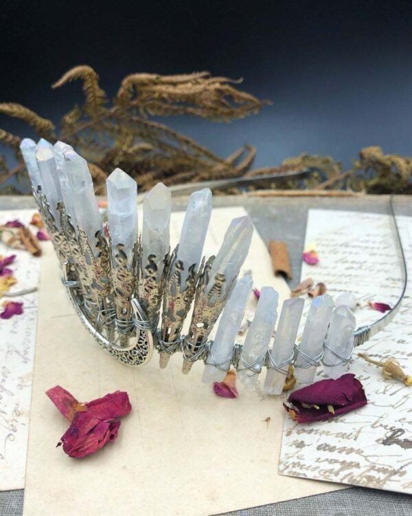Magic Wicca~Moon Raw crystal crown witch wedding bride bridesmaid party jewelry stone headband witch accessories charm