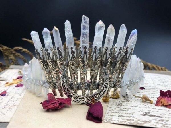 Magic Wicca~Moon Raw crystal crown witch wedding bride bridesmaid party jewelry stone headband witch accessories charm