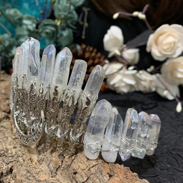 Magic Wicca~Moon Raw crystal crown witch wedding bride bridesmaid party jewelry stone headband witch accessories charm