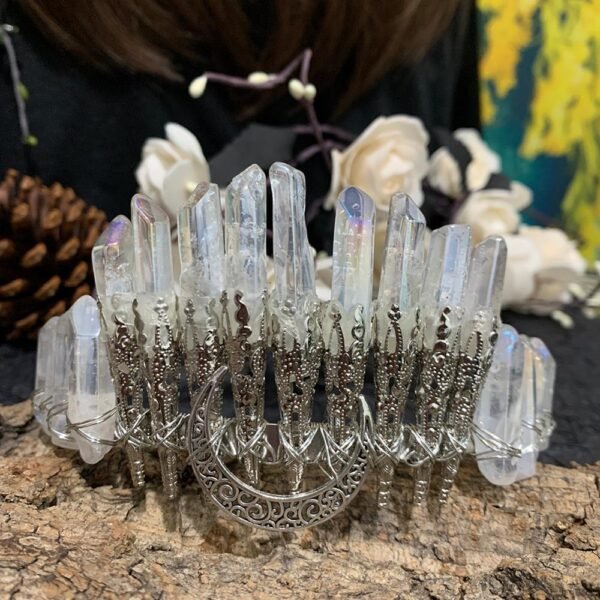 Magic Wicca~Moon Raw crystal crown witch wedding bride bridesmaid party jewelry stone headband witch accessories charm
