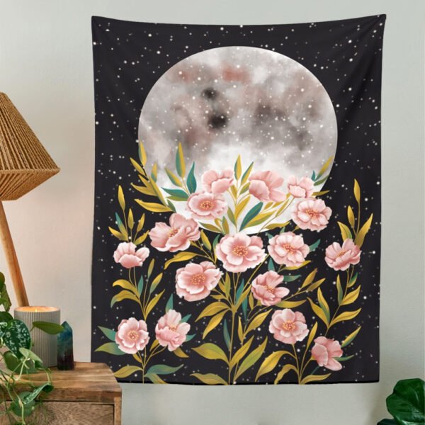 Moon Starry Tapestry Flower Wall Hanging Bedroom Dorm Tapestries Wall Art Home Decoration Accessories