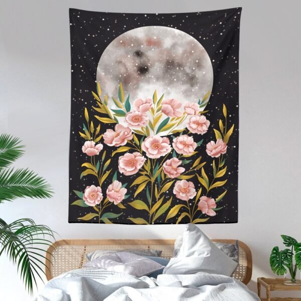 Moon Starry Tapestry Flower Wall Hanging Bedroom Dorm Tapestries Wall Art Home Decoration Accessories