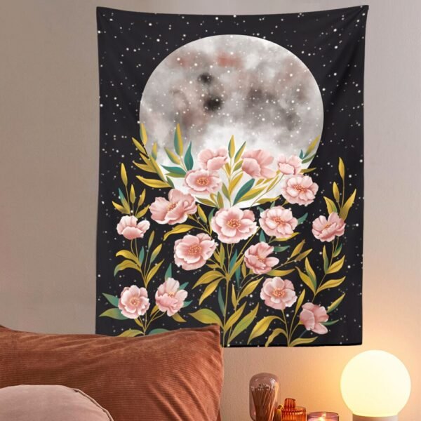 Moon Starry Tapestry Flower Wall Hanging Bedroom Dorm Tapestries Wall Art Home Decoration Accessories