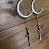 Moon Sword Earrings - Sword Earrings - Crescent Moon Earrings - Mystic Jewelry - Goth Earrings