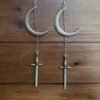 Moon Sword Earrings - Sword Earrings - Crescent Moon Earrings - Mystic Jewelry - Goth Earrings