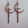 Moon & Sword Earrings - silver plated crescent moon + long blade dangle earrings